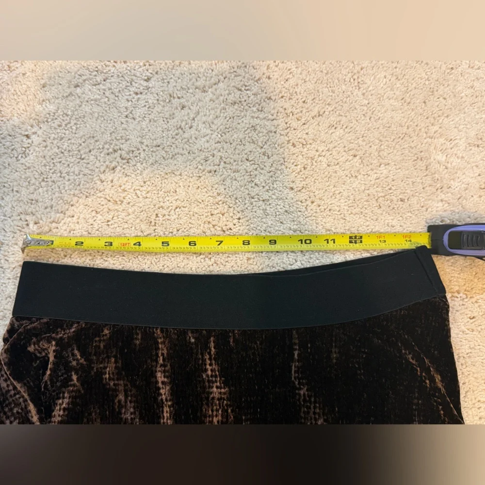 Calvin Klein Brown Velour Maxi Skirt with Elastic Waist Size Medium